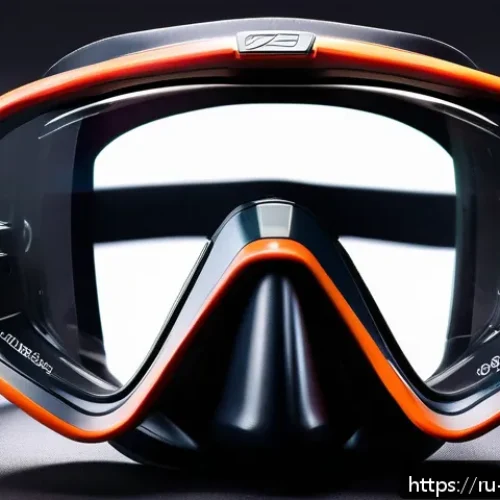 Home 26 수영용 방수 마스크의 유용성 - A high-tech waterproof diving mask displayed on a sleek black background, featuring premium hypoalle...